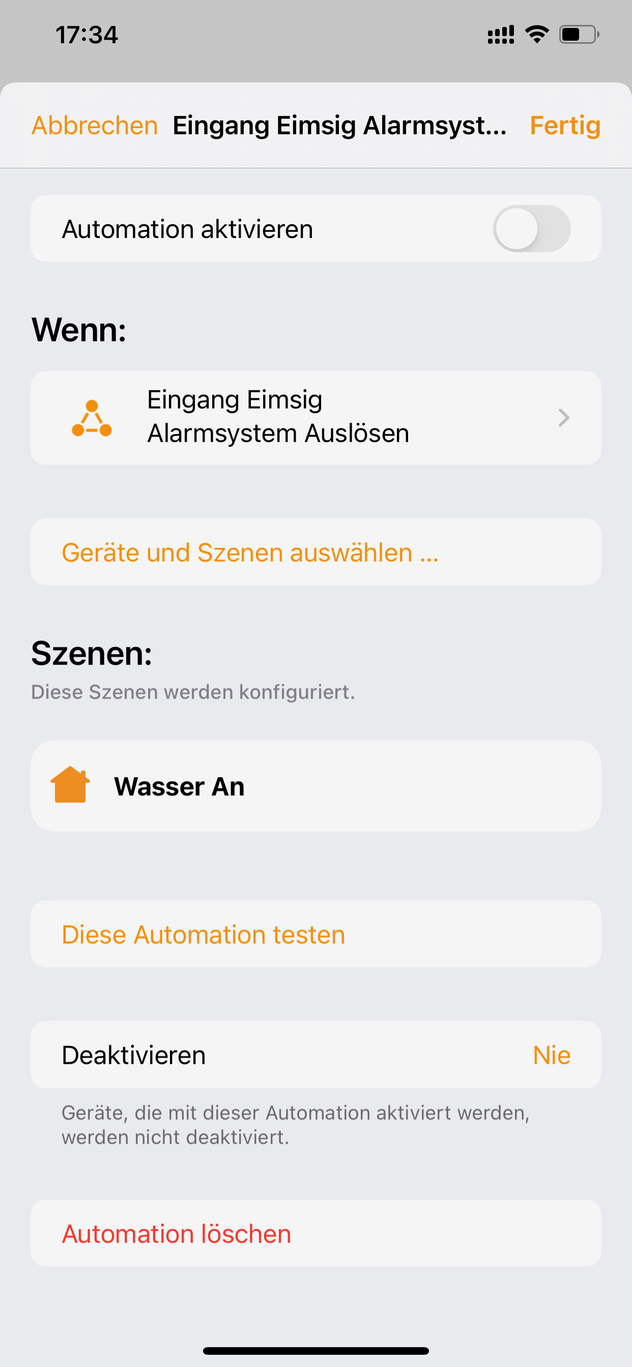 Automation: Alarm und Rasensprenger